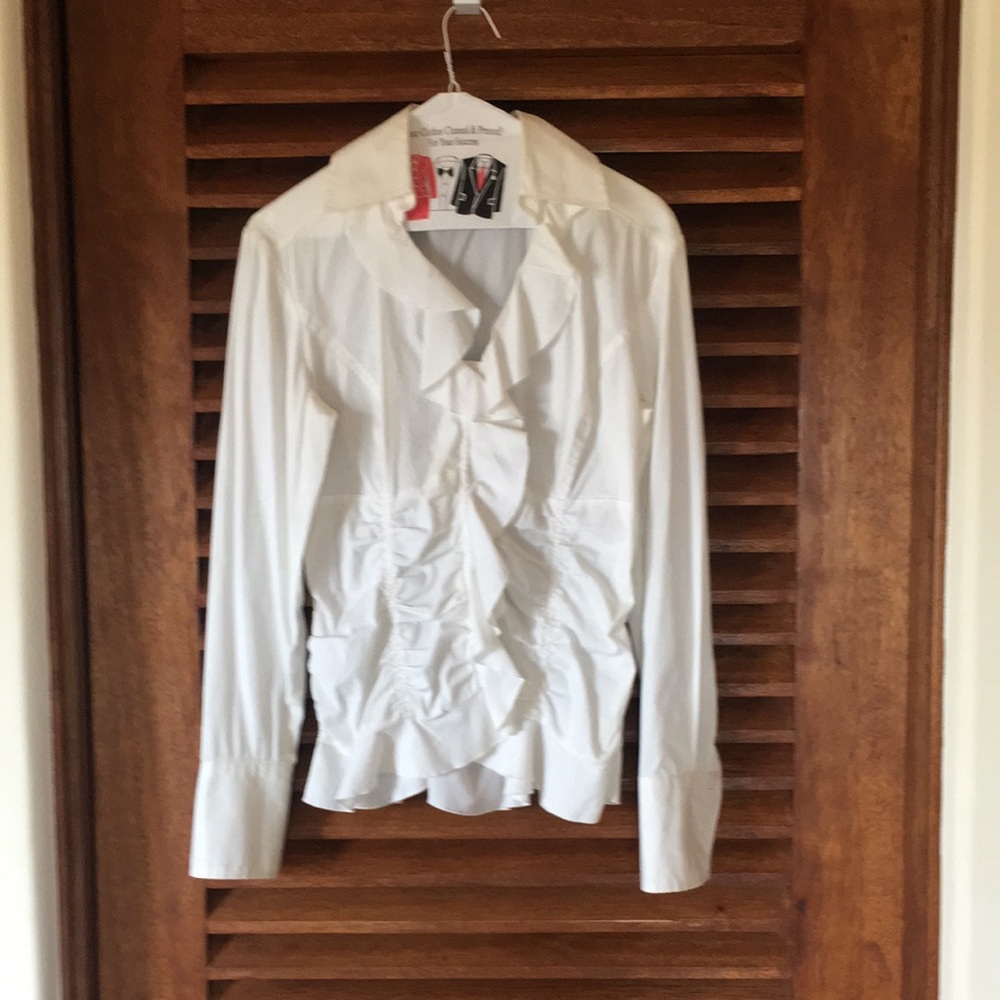 Long sleeved ruffle shirt by Ann Taylor.
